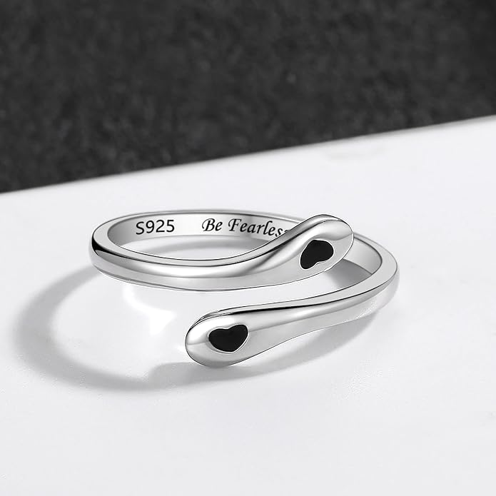 ZOEXUE 925 Sterling Silver Inspirational Jewelry Rings Adjustable Ring Personality Encouragement Gift for Teens Women