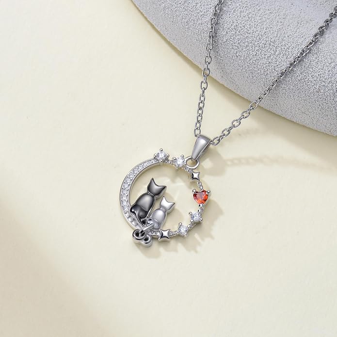 PELOVNY Teddy Bear Necklace for Women 925 Sterling Silver Bear/Highland Cow/Fox/Cat/Axolotl Birthstone Necklace Christmas Birthday Jewelry Gifts for Mom Daughter Wife Sister