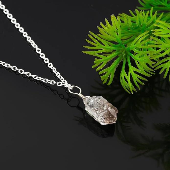 Natural Raw Gemstones Pendant Necklace, Rough Stones Dainty Jewelry, Handmade Bohemian Jewelry, Silver Plated Chain, Healing Crystals, Christmas Gift for Women