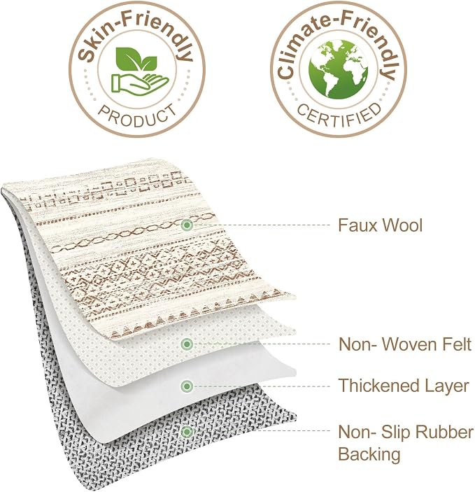 Nakagishi Boho 4x6 Area Rug Living Room Rugs Machine Washable Brown | Soft, Pet & Kid Friendly, Carpet for Living Room/Bedroom/Office/Kitchen/Nursery, Daily Home Decor Stain Resistant Moroccan
