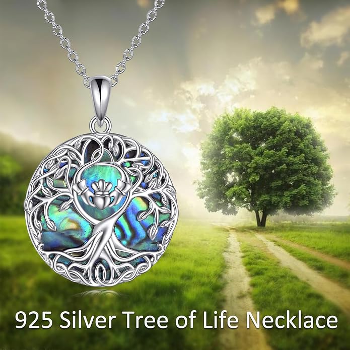 YFN Tree of Life Necklace Sterling Silver Celtic Knot Tree Pendant Jewelry Gifts for Women Men