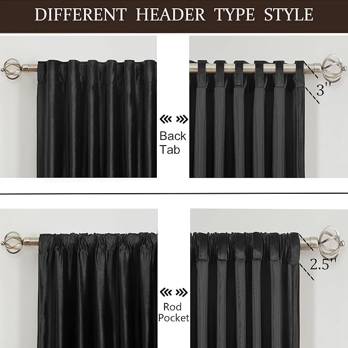 Black Blackout Velvet Curtains 72 inch for Living Room,Full Blackout Elegant 2 Panels Back Tab Thermal Insulated Room Darkening Liner Curtain Heavy Noice Reducing Soundproof Window Drapes for Bedroom