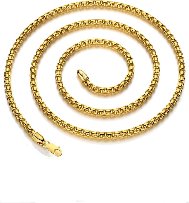 925 Sterling Silver Box Chain Lobster Clasp 2/3/4/5mm Necklace for Women Mens Box Chain Silver/14K Gold Plated Plated Necklace Chain Diamond Cut 16-30 Inches