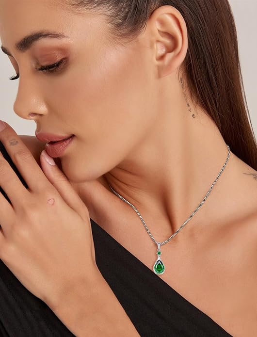 Birthstone Necklace for Women Teardrop Necklace S925 Sterling Silver Infinity Love Pendant for Mom Women