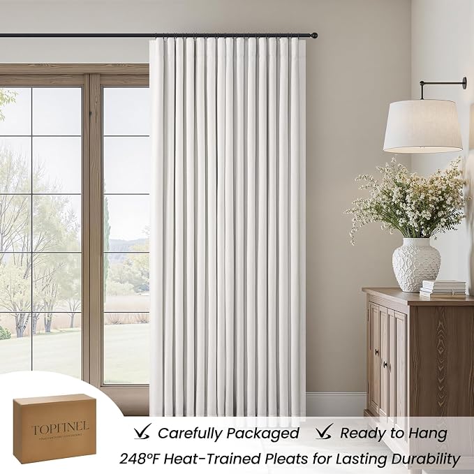 Topfinel Natural Linen Blackout Curtains 92 Inch Long for Living Room Total Light Blocking Rustic Linen Blend Drapes with Back Tabs for Track System Farmhouse Bedroom Nursery Panels