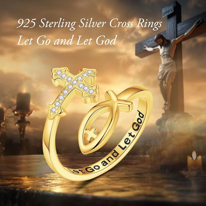 Vito 925 Sterling Silver Adjustable Open Spoon Ring for Women Men, Lotus Sunflower Snake Spoon Band Rings Feather Hug Witches Knot Inspirational Jewelry Gift for Wife