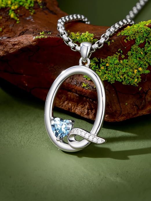 Birthday Gifts for Women Alphabet A to Z Initial Birthstone Pendant Necklaces for Women - 18k White Gold Plated Personalized Name Jewelry Anniversary Graduation Gifts for Wife Her Daughter Girlfriend(with Gift Box)