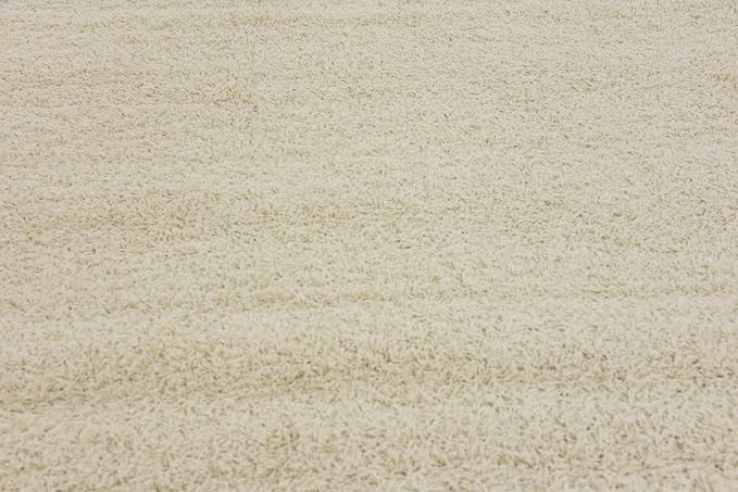 Unique Loom Solid Shag Collection Area Rug (7' 10" Square, Pure Ivory)