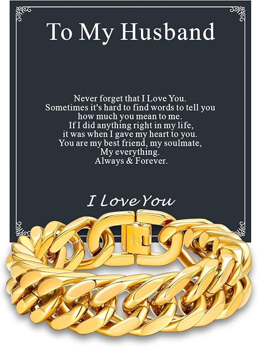 Supcare Unique Anniversary Birthday Valentines Fathers Day Stainless Steel Cuban Link Bracelets for Men Him, To My Man Dad Husband Love Always Remember Wrist Chain Bracelet Jewelry Gifts