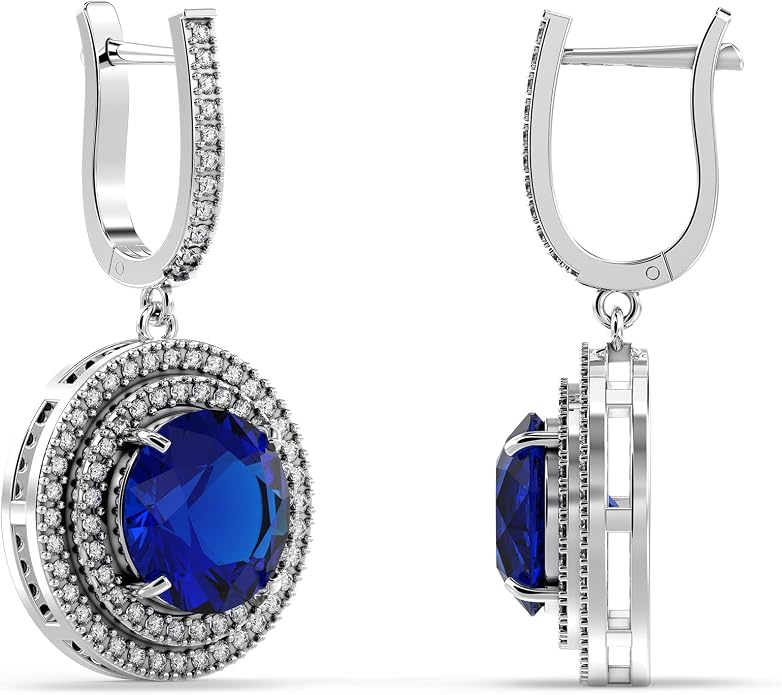 LeCalla 925 Sterling Silver Leverback Dangle Earrings for Women | Gemstone Drop Dangle Earring Jewelry Gifts for Wedding, Anniversary, Christmas, Valentine’s Day, New Year