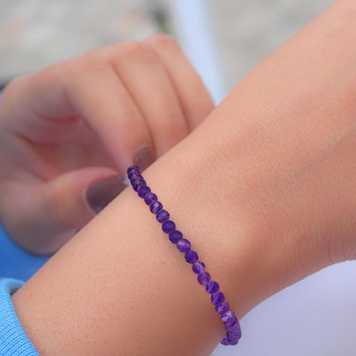 Faceted Bracelet for Women, Certified 925 Sterling Silver with 18K Gold Vermeil Healing Crystal Bracelets for Women - Crystals and Healing Stone Bracelet Women Jewelry for Gift