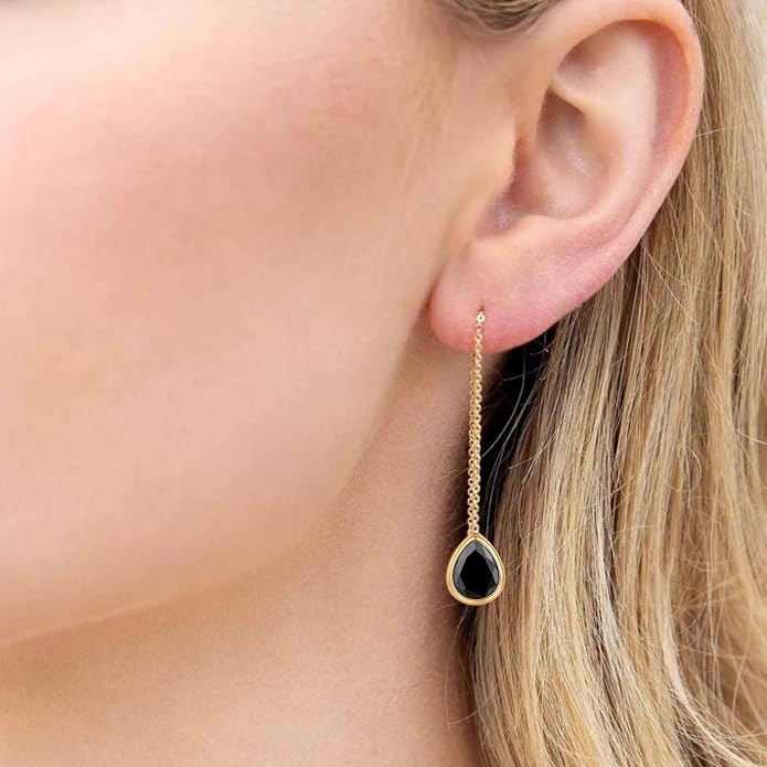 Ettika 18k Gold Plated, Silver Plated, Rhodium Plated Pull Through Threader Earrings. Threaders Minimalist Earring. Womens Jewelry Gifts