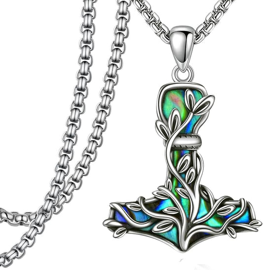 Mjolnir Hammer Necklace Sterling Silver Thor Hammer Pendant Necklace Nordic Viking Jewelry Gifts for Women