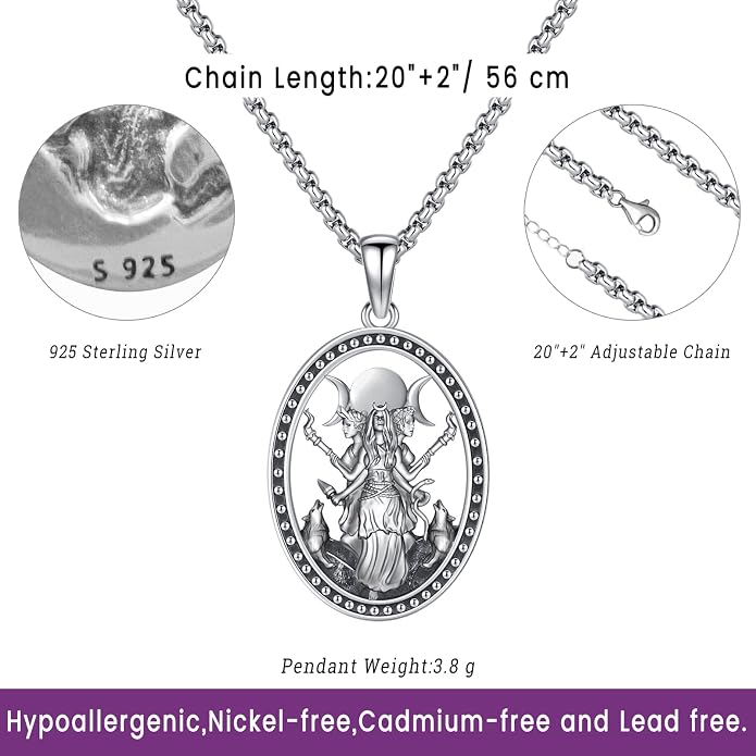 Witchy Jewelry for Women Men Nudo De Bruja Plata 925 Original Witches Knot Necklace Tetragrammaton Hecate Necklace Lilith Necklace Pentagram Necklace Cat Necklace Triple Moon Goddess Pendant Necklace