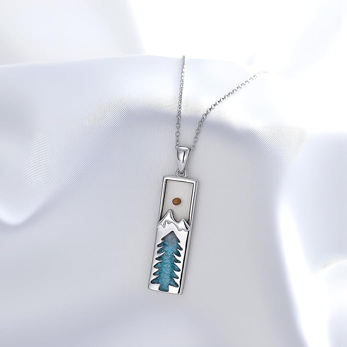 HPQQ Cross Necklace 925 Sterling Silver Turquoise Tree of Life Celtic Knot Cross Pendant Jewelry Mother's Day Gifts for Women