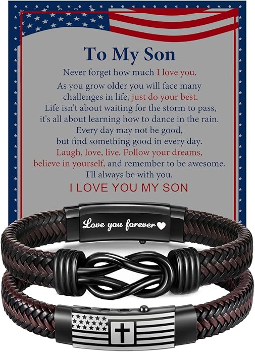 VNOX Men's Inspirational Mantra Engarved Handmade Braided Leather Adjustable Cuff Bangle Bracelet Encouragement Motivational Gift for Men