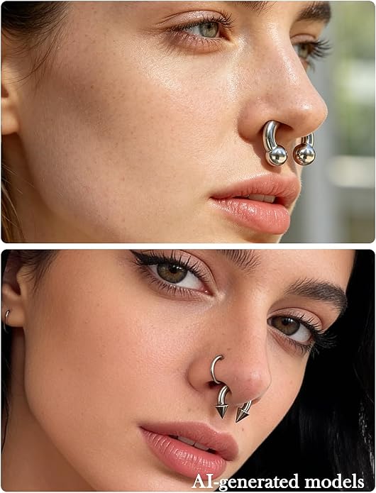 20G-00G Septum Rings horseshoes Nose Rings Hoops 316L Surgical Steel Snake Bites Lip Nipple Ring Cartilage Tragus Helix Rook Conch Daith Earrings Pa Piercing Jewelry for Women Men