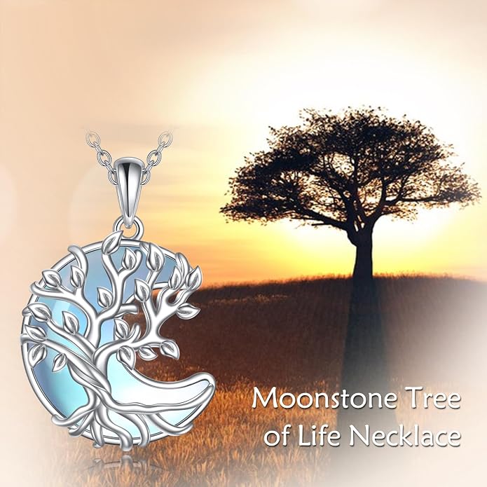 YAFEINI 925 Sterling Silver Moonstone Necklace Filigree Teardrop Pendant Necklace Jewelry for Women Girls