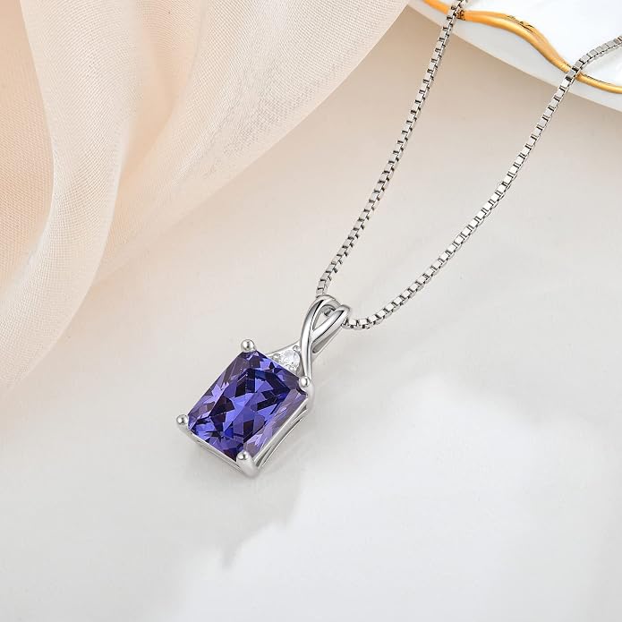 Fahonie 925 Sterling Silver Birthstone Necklace Jewelry Gift for Women Sister Wife Girlfriend Her