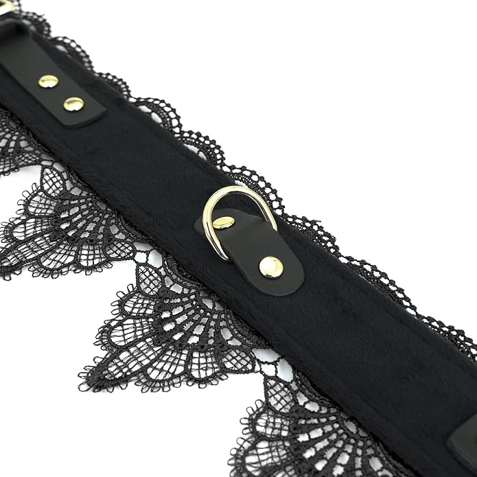 SMspade Leather Choker Collar Black Lace Chokers Set for Men Women Girls