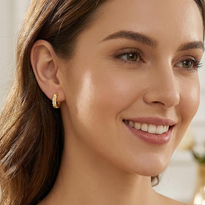 Gold Dainty Hoop Earrings for Women Hypoallergenic Lightweight 14K Gold Huggie Earrings Jewelry Valentines Day Gifts for Wife Girlfriend Her