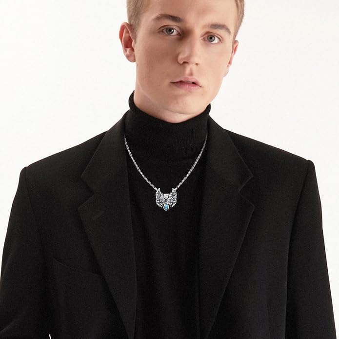 Viking Necklace for Men 925 Sterling Silver Rune Amulet Pendant Nordic Necklace Viking Jewelry Gift for Father Husband Son