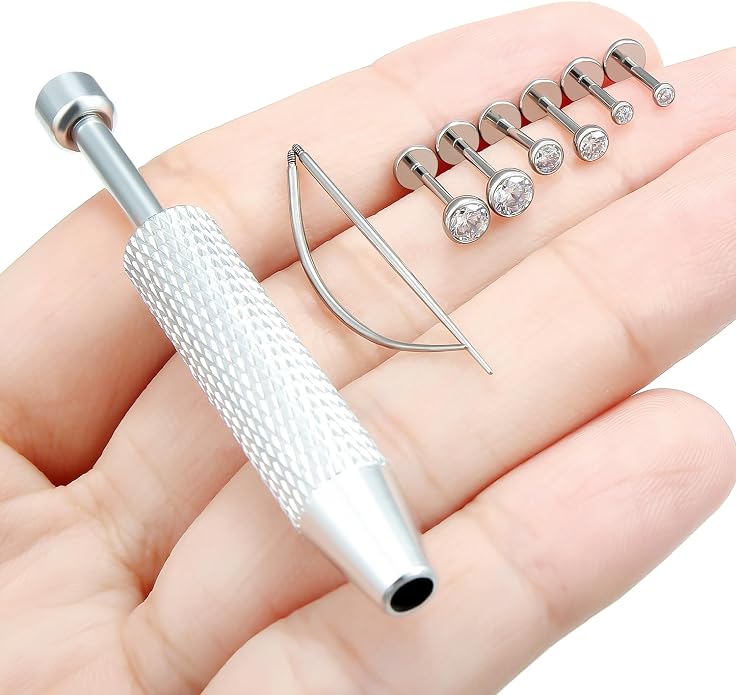 Jenxnjsjo F136 Titanium 20/18/16g Earrings Nose Lip Rings Studs Labret Medusa Tragus Helix Conch Cartilage Piercing Jewelry for Women