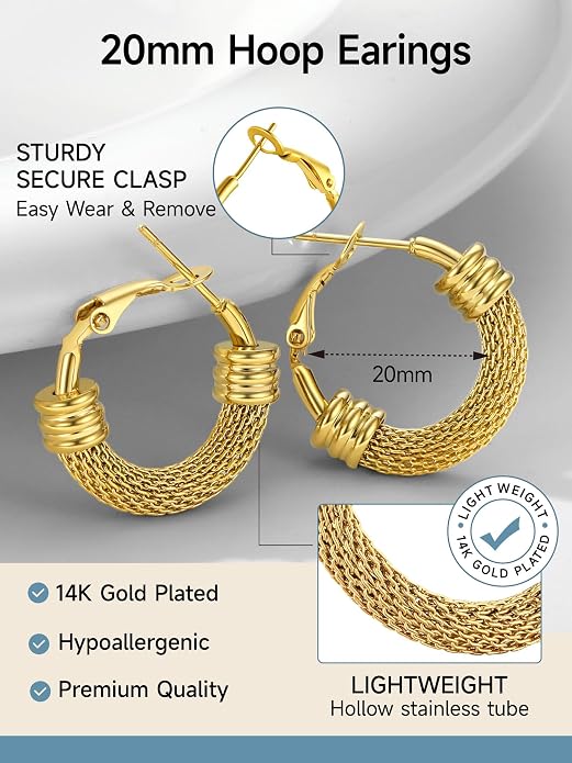 PROSTEEL 30/40/60/80/100mm Chunky Hoop Earrings For Women Gold Plated/Black Stainless Steel Hoops Earrings Statement Jewelry
