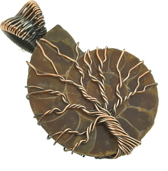 Tree Of Life Natural Gemstone Pendant Copper Wire Wrapped Jewelry Necklace