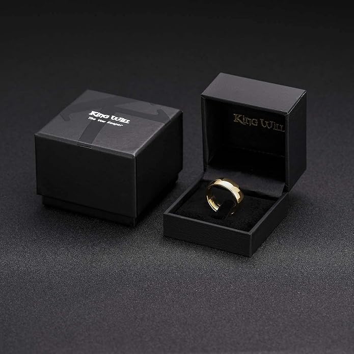 King Will Men's Women's Tungsten Carbide Ring 24k Gold Plated Rose Gold Plated Domed Polished Finish Wedding Band