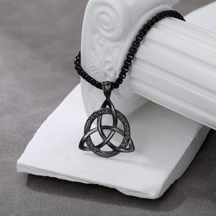 Celtic Necklace for men Sterling Silver Celtic Knot Triquetra Triangle Trinity Necklace Gift for Men