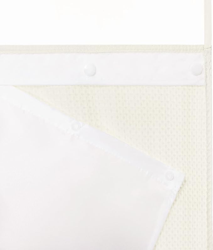 River Dream Heavyweight No Hooks Required Dotted Waffle Weave Shower Curtain with Snap in Liner - 71W x 74H,Hotel Grade,Spa Like Bath Curtain,Cream