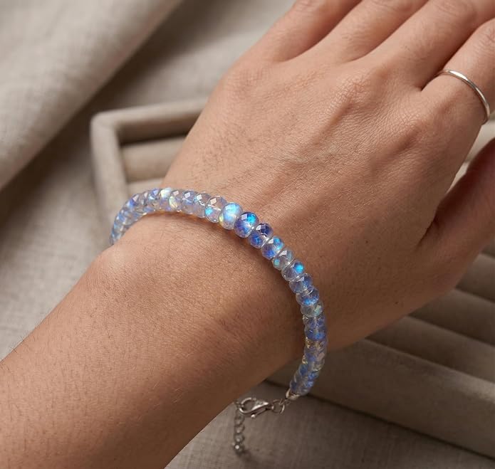 Natural Gemstone Bead Bracelet for Women – Healing Crystal Reiki Bracelet, Handmade Spiritual Protection Jewelry, Energy Stone Stretch Bracelet Gift for Women & Girls
