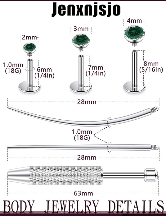 Jenxnjsjo F136 Titanium 20/18/16g Earrings Nose Lip Rings Studs Labret Medusa Tragus Helix Conch Cartilage Piercing Jewelry for Women