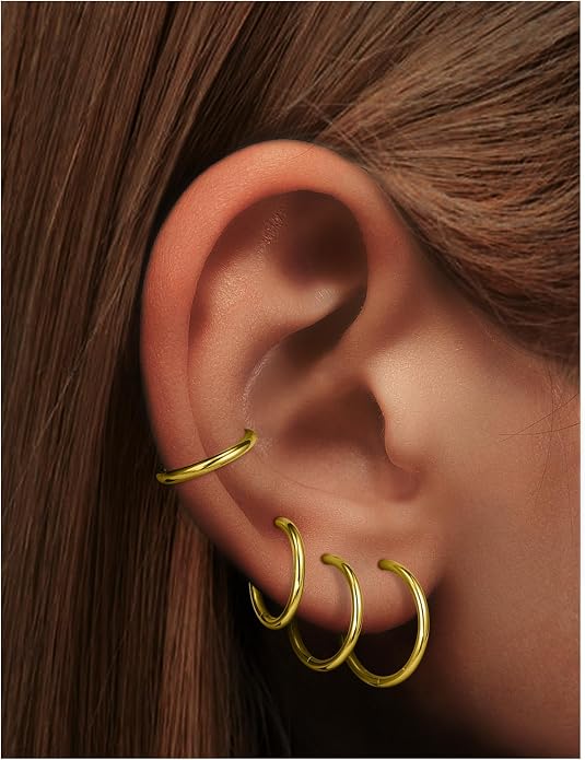 20G 18G 16G 14G 12G 10G 8G 6G Nose Rings Hoops 316l Surgical Steel Clicker Septum Lip Ring Tragus Helix Daith Rook Conch Snug Cartilage Lobe Earrings Hoop Piercing Jewelry For Women Men