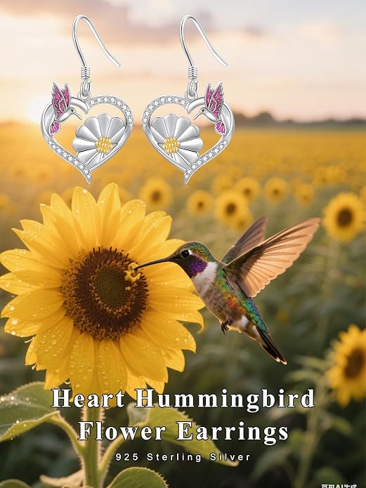Bee/Butterfly/Dragonfly/Hummingbird/Sunflower Earrings for Women 925 Sterling Silver Sunflower Earrings Hypoallergenic Animal Jewelry Gifts for Women