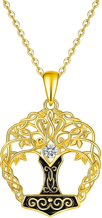 Tree of Life Thor Hammer Pendant Necklace for Women Sterling Silver S925 Jewelry for Women US1