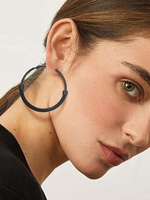 PROSTEEL 30/40/60/80/100mm Chunky Hoop Earrings For Women Gold Plated/Black Stainless Steel Hoops Earrings Statement Jewelry