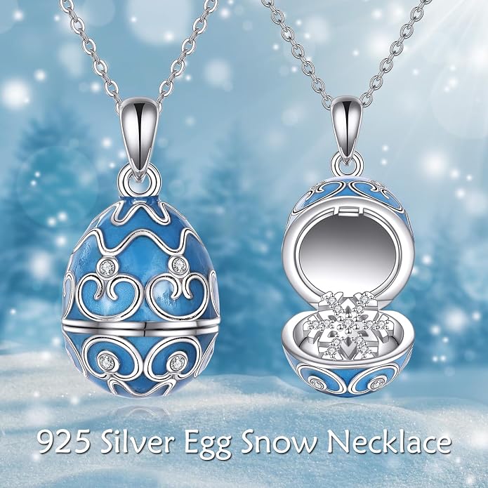 AXELUNA Fox Necklace Sterling Silver Easter Egg Necklace Fox Pendant Animal Jewelry Gifts for Women Girls Birthday Graduation Gift