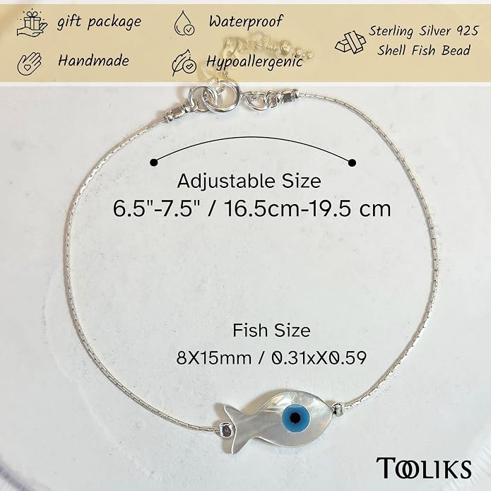 Minimalist Evil Eye Charm Bracelet – Handmade Delicate Good Luck Jewelry for Women – Adjustable 6.5” + 1” Extender