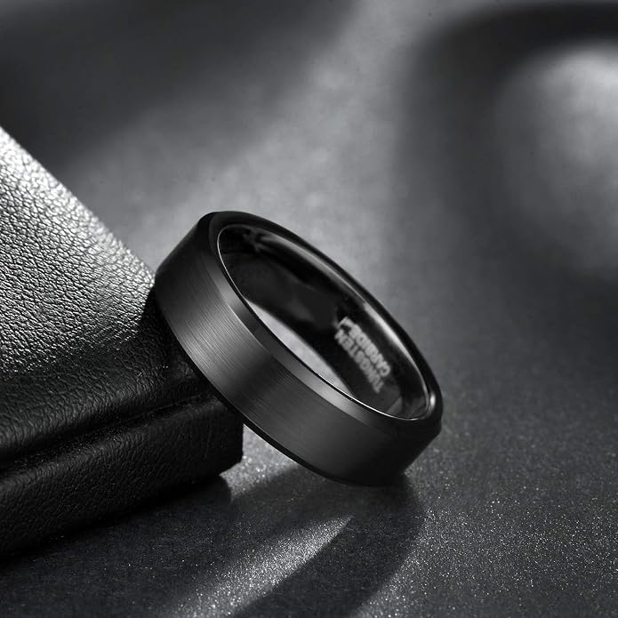 TRUMIUM 2mm 4mm 6mm 8mm 10mm Tungsten Ring Wedding Band for Women Men Bevel Edges Brushed Comfort Fit Size 4-15