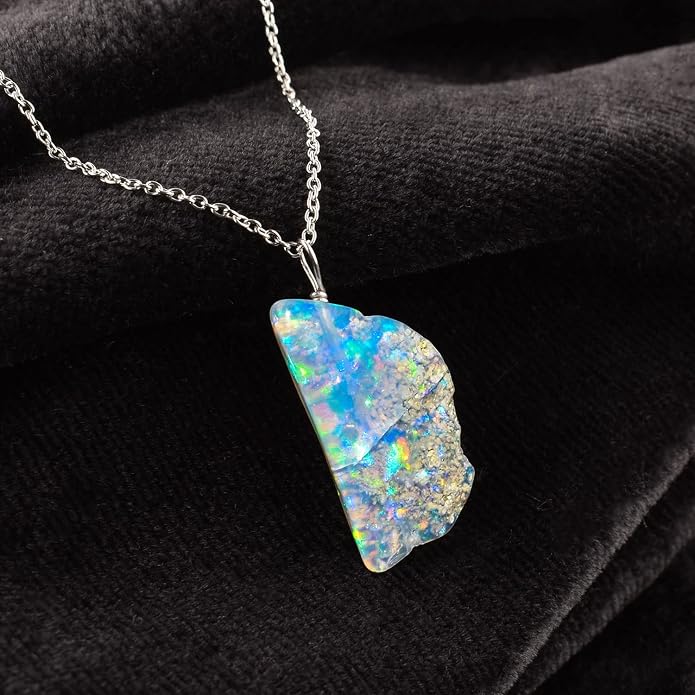 Raw Gemstone Dainty Pendant Necklace for Women, Trendy Healing Chakra Crystal, Birthstone Handmade 925 Sterling Silver Adjustable 18 inch Chain Jewelry, Birthday Gifts