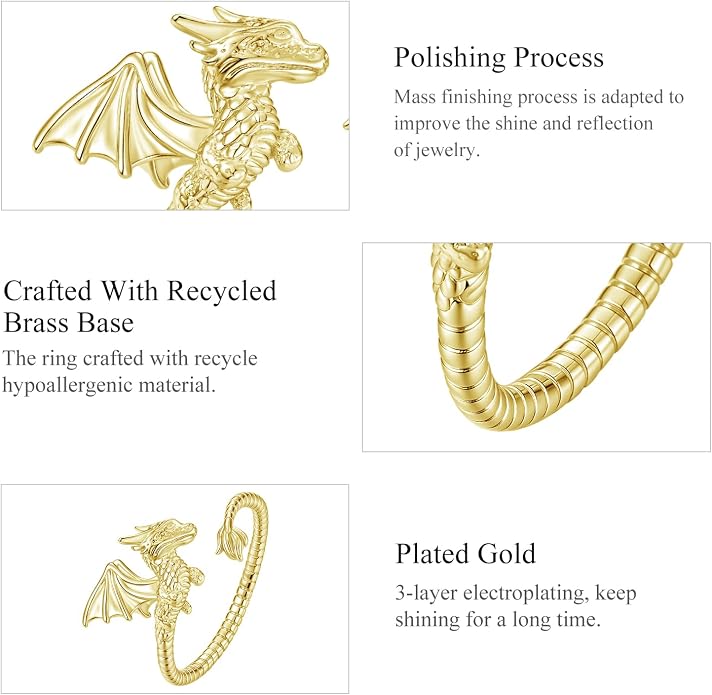 Adjustable Koi Fish Smake Dachshund Kitten Cat Hummingbird leaf Dragon Stackable Rings Lucky Protection Gold Adjustable Animal Themed Fortune Protection Ring Good Luck Statement Jewelry Women Grandma Mom Daughter