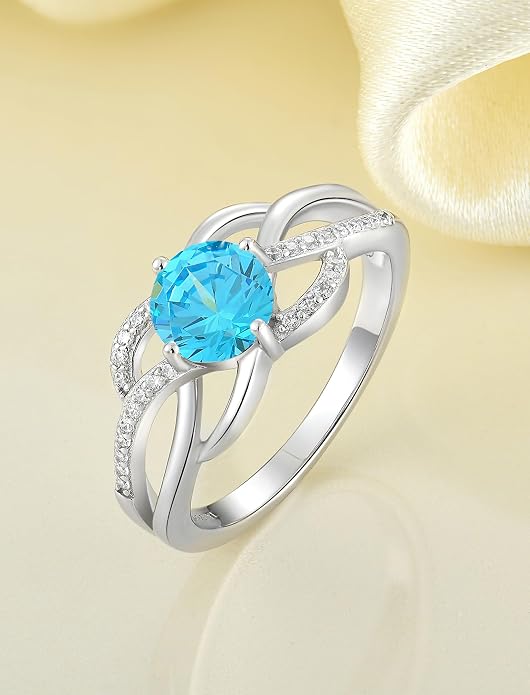 YL Celtic Knot Rings 925 Sterling Silver Twisted Ring Cubic Zirconia Infinity Statement Jewelry for Women