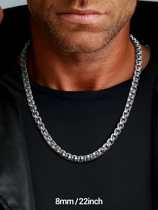 PROSTEEL Squre Rolo Link Chains, Stainless Steel/18K Gold/Black Necklace,2mm/3mm/6mm/8mm Width, Strong Lobster Clasp & Durable Chain for Mens Womens Jewelry,18"-30",with Gift Box
