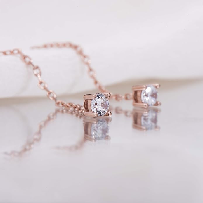 S.Leaf Gold Chain Threader Earrings for Women Trendy 925 Sterling Silver Hypoallergenic Cubic Zirconia Backless Ardant Chain Duster Threader Double Piercing Pull Through Earrings for Women Girls Birthday Gifts
