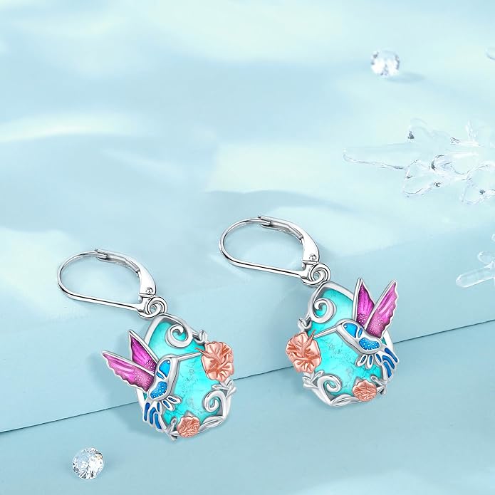 Tree of Life/Cat/Turtle/Butterfly/Flower/Celtic/Turquoise/Moonstone Dangle Earrings for Women Sterling Silver Cute Animals Drop Earrings Jewelry Gifts