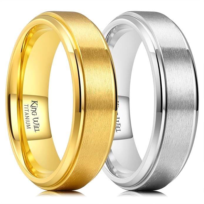 King Will Titanium Wedding Band for Men Women- 3-10mm Width Black/Sliver/Gold High Purity Titanium Promise Wedding Ring Comfort Fit for Daily Wear Size 6-14