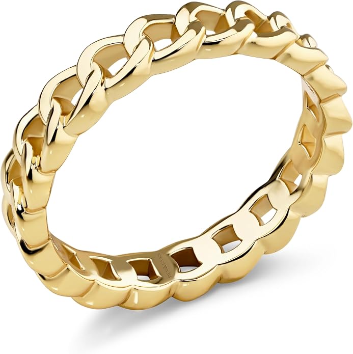 DEVATA Gold or Rhodium Plated Sterling Silver 925 – Eternity, Band Ring for Women – Heart, Knot, Clover, Infinity, Mariner, Cable, Curb, Cuban, Figaro, Daisy, Rope, Ribbed, Dome