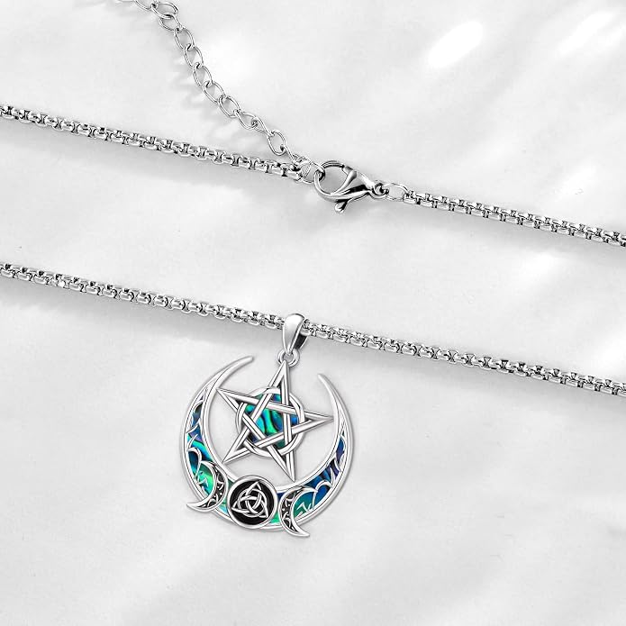 Pentagram/Celtic Knot/Witches Knot/Santa Muerte/Triple Moon Goddess/Baphomet/Hecate Necklace Sterling Silver Magic Wiccan Amulet Pagan Jewelry for Women Men
